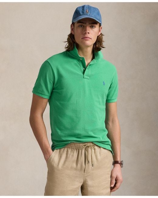 Polo Ralph Lauren Green Custom Slim Fit Mesh Polo for men