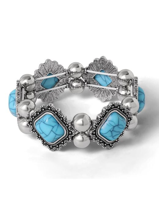 Jessica Simpson Blue And Silver Stretch Bracelet