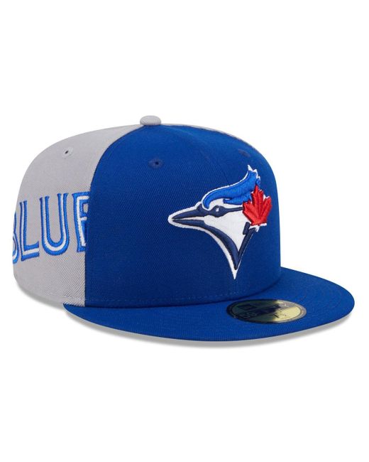 KTZ Royal/gray Toronto Blue Jays Gameday Sideswipe 59fifty Fitted Hat for men