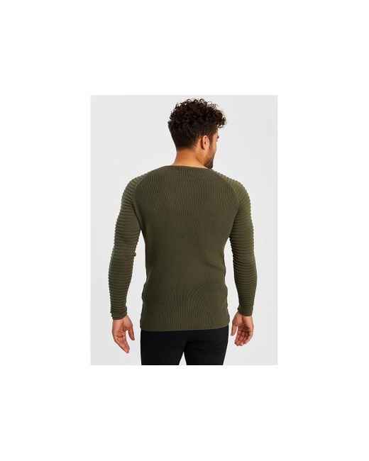 Leif Nelson Green Knit Pullover for men