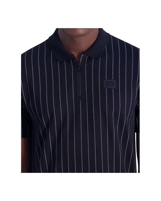 Karl Lagerfeld Blue Knit Stripe Polo for men