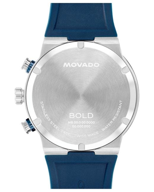 Movado Blue Bold Fusion Swiss Quartz Chrono Silicone Watch for men