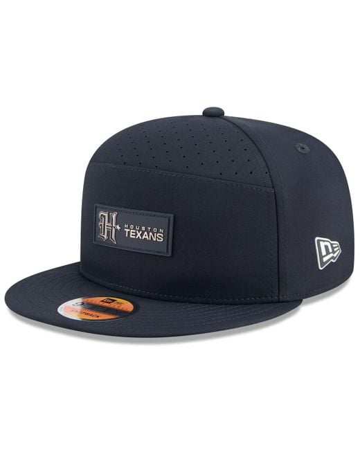 KTZ Blue Houston Texans 2025 Sideline H-town Split Panel 9fifty Snapback Hat for men
