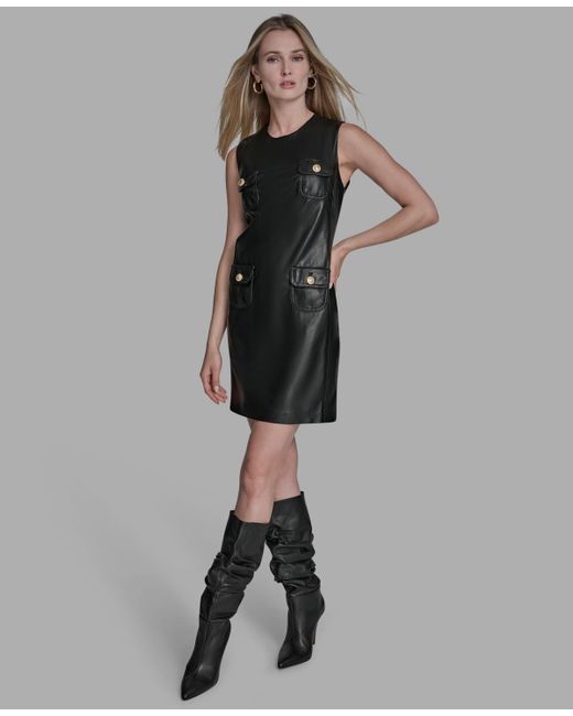 BCBGMAXAZRIA Women's Black Pocket A-line Dress