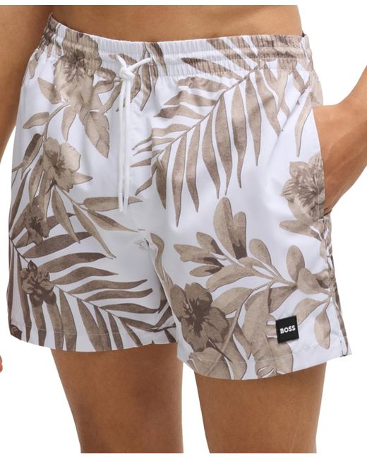 Boss White Boss By Seasonal Print Swim Shorts for men