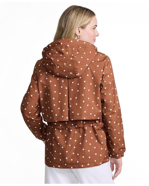 Lands' End Brown Print Squall Packable Rain Jacket