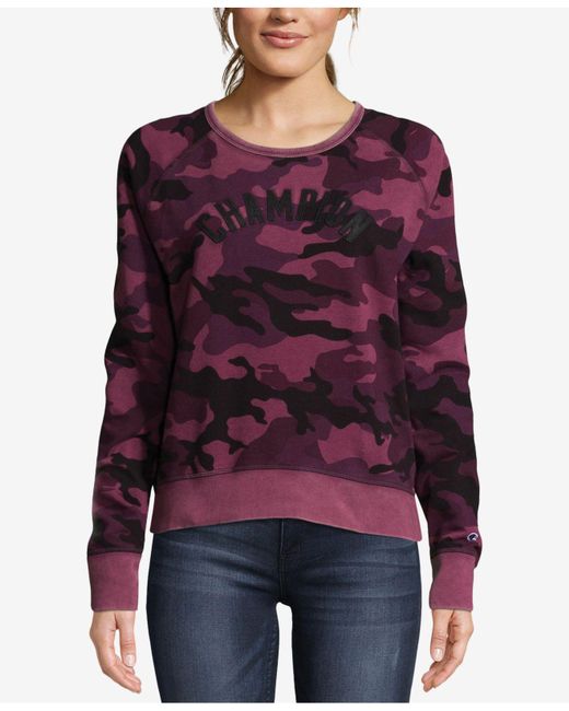 Champion Purple Heritage Vintage-dyed Camo-print Fleece Sweatshirt