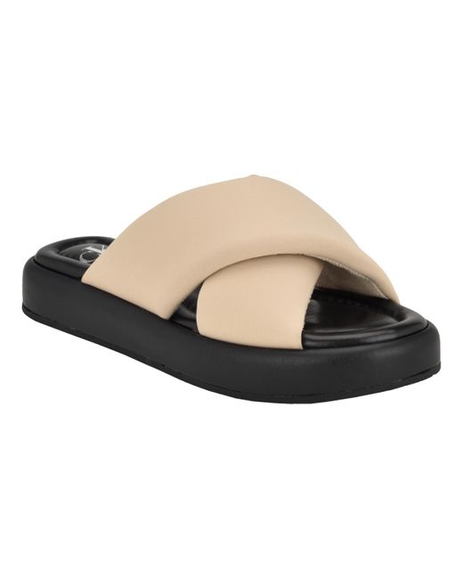 Calvin Klein Natural Evey Criss-cross Slip-on Sandals