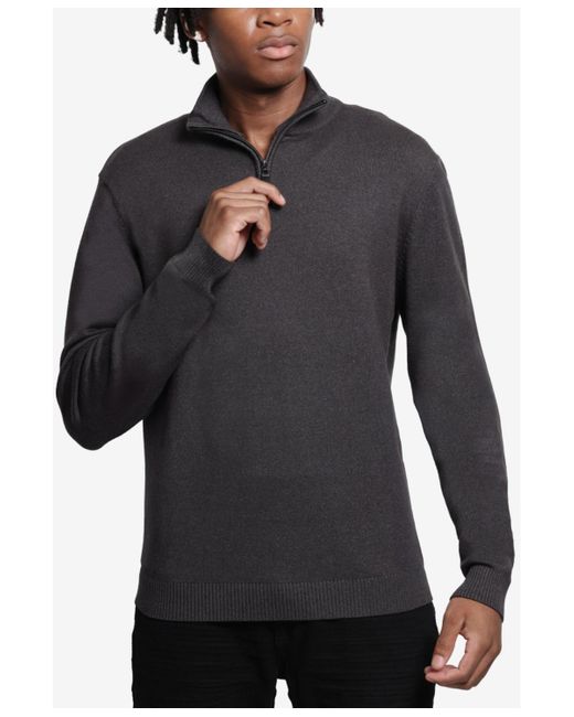 Xray Jeans Gray Quarter Zip Mock Neck Sweater for men
