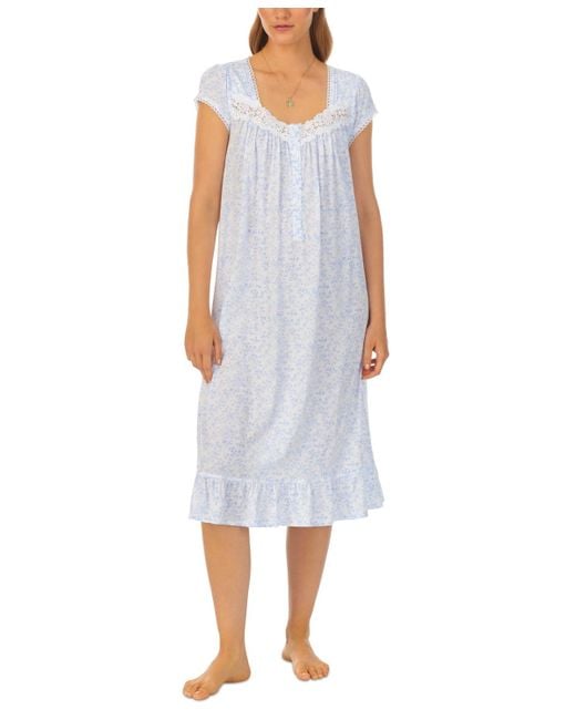Eileen West Blue Cap-sleeve Waltz Nightgown