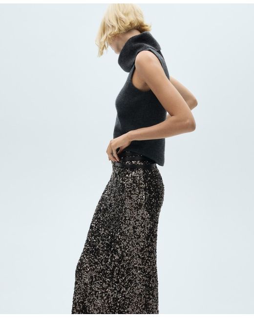 Mango Multicolor Sequin Midi Skirt