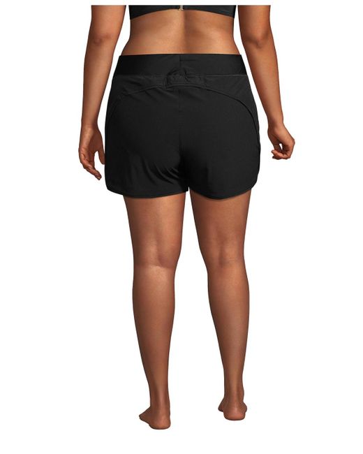 Lands' End Black Plus Size Sunshade Upf 50 3" Board Shorts