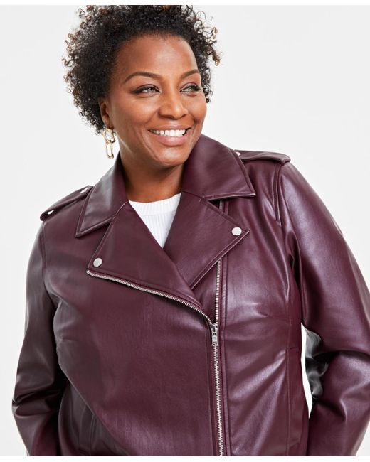 Macys plus size leather jackets best sale