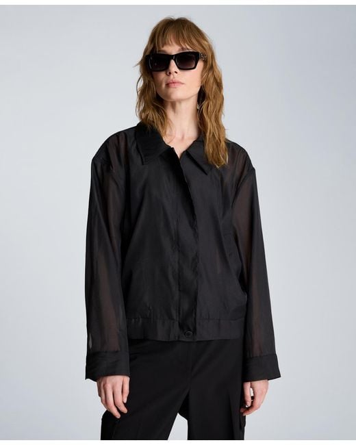 Kenneth Cole Black Collared Neck Bomber Jacket