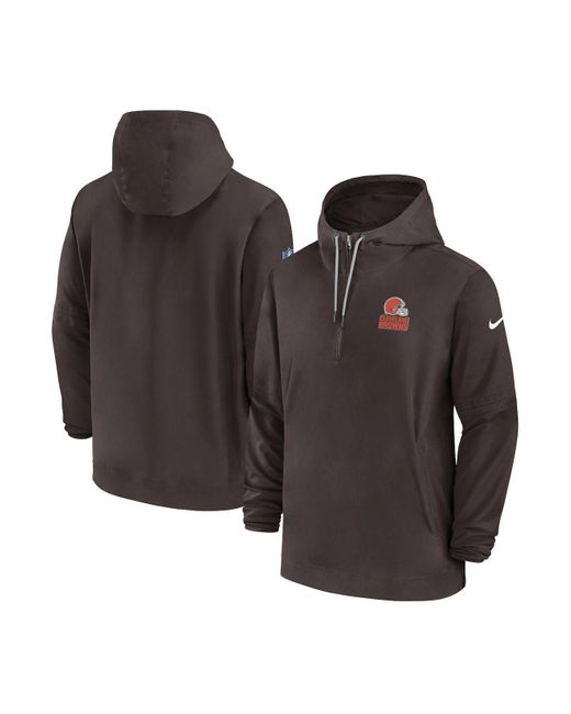 Nike Brown Cleveland Browns Sideline Quarter-zip Hoodie for men