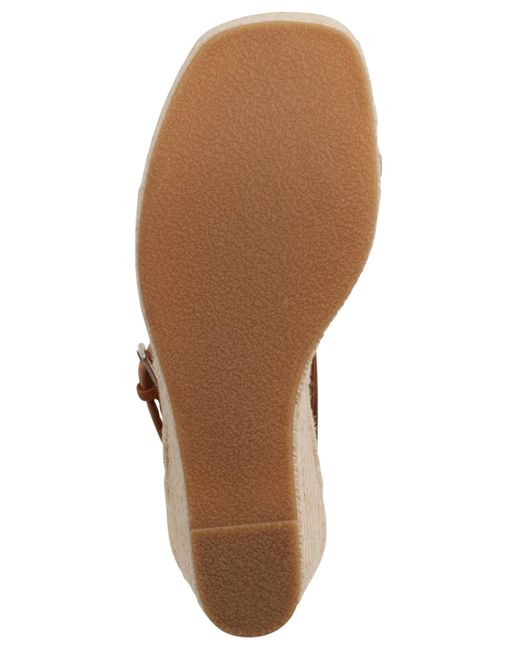 DKNY Brown Maryn Ankle-strap Espadrille Wedge Sandals