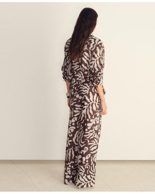 Mango Brown Printed Cotton Pants
