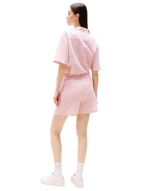 Tommy Hilfiger Pink Cotton-linen Drawstring Shorts