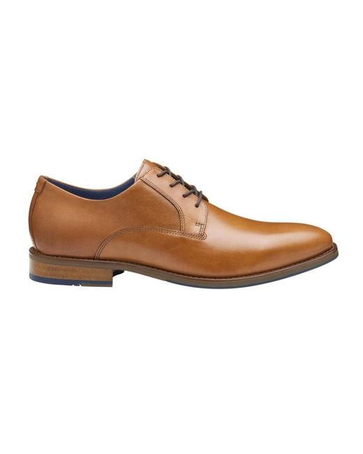 Johnston & Murphy Brown Landry Embossed Plain Toe Shoe for men