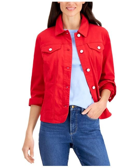 Charter Club Denim Jacket. Created For Macy's in Red Lyst
