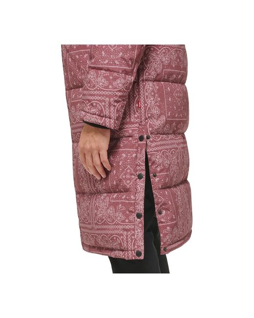Levi's Red Quilted Extra Long Parka Jacket for men