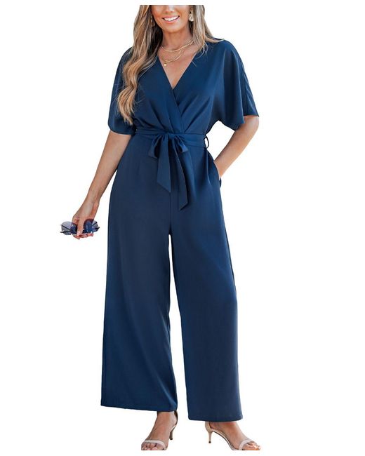 CUPSHE Blue Elegant Navy Jumpsuit