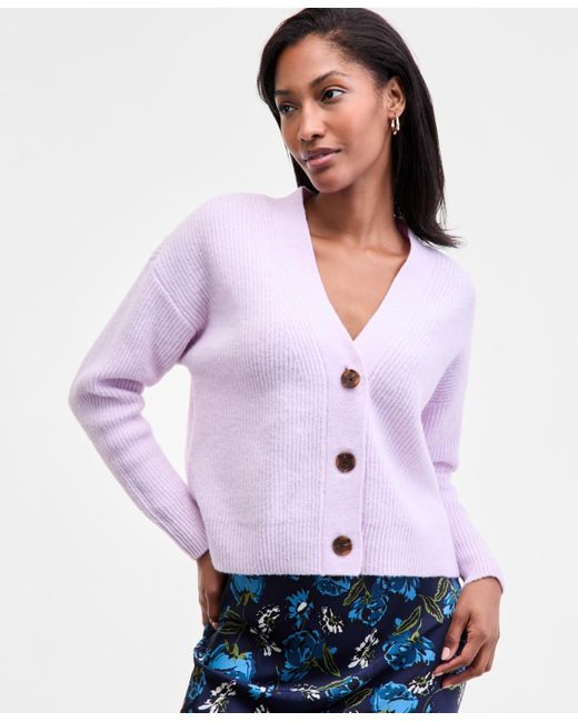 On 34th Purple Three-button Shaker Cardigan