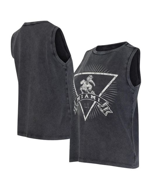 Concepts Sport Black Miami Hurricanes Distressed Market French Terry Tank Top