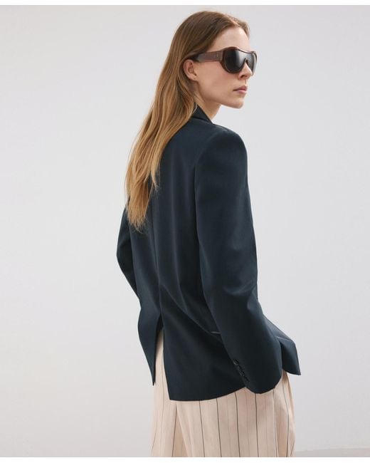 Mango Blue Flap Pockets Straight Blazer