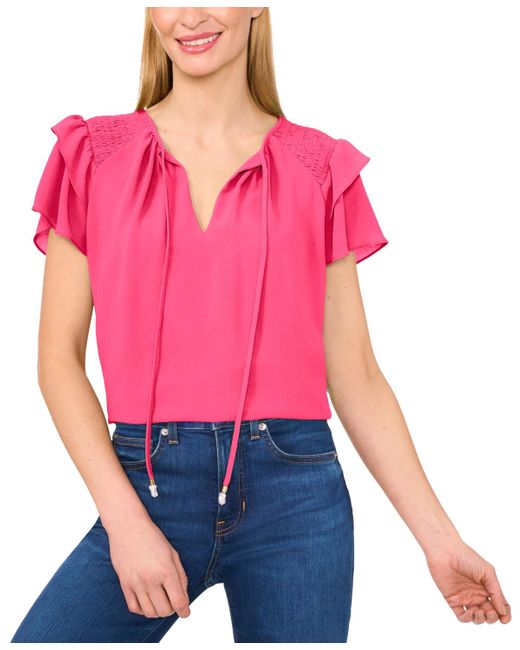 Cece Women's Tie-neck Tiered-ruffle-sleeve Blouse