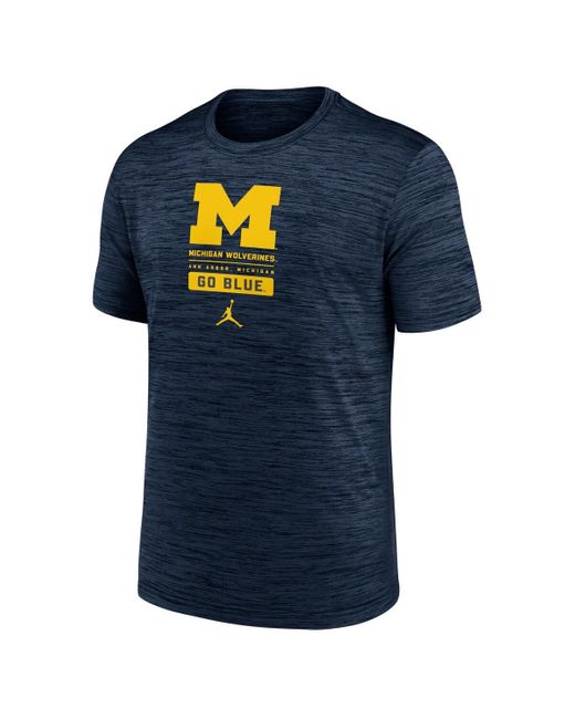 Nike Blue Michigan Wolverines Campus Center Block Velocity Performance T-shirt for men