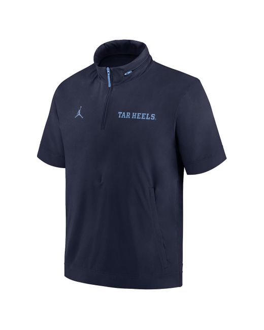 Nike Blue North Carolina Tar Heels 2024 Sideline Coach Short Sleeve Half-zip Hoodie Jacket for men