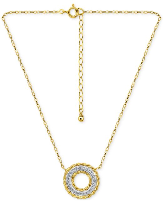 Giani Bernini Metallic Cubic Zirconia Rope Framed Circle Pendant Necklace