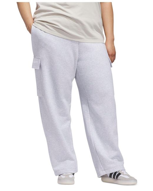 Adidas Gray Plus Size Essentials Fleece Logo Cargo Pants