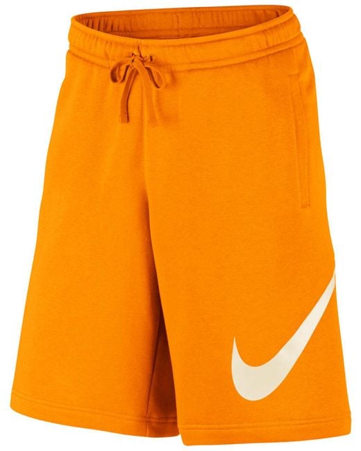 Nike Orange Club Fleece Sweat Shorts for men