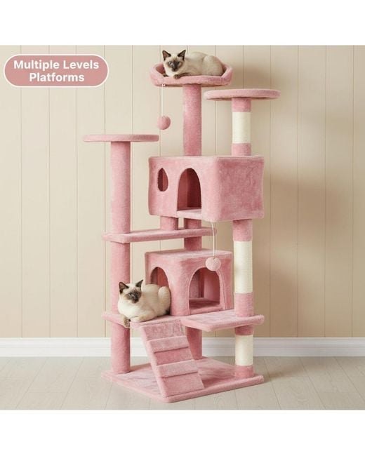 Aronkl Pink Multi-level Cat Tree Tower