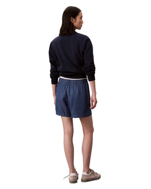 Calvin Klein Blue Chambray Pull-on Shorts