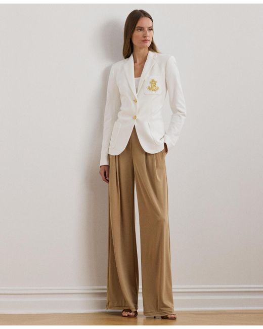 Ralph Lauren Natural Plus Size Stretch Jersey Wide-leg Pants