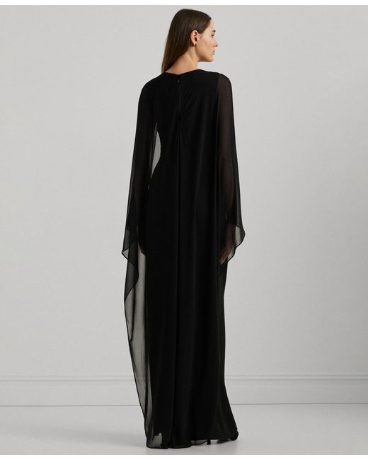 Ralph Lauren Black Cape Column Gown