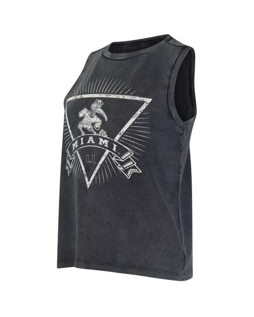 Concepts Sport Black Miami Hurricanes Distressed Market French Terry Tank Top