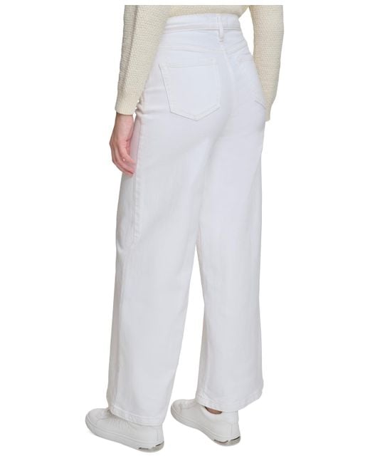 DKNY White High-rise Wide-leg Trouser Jeans