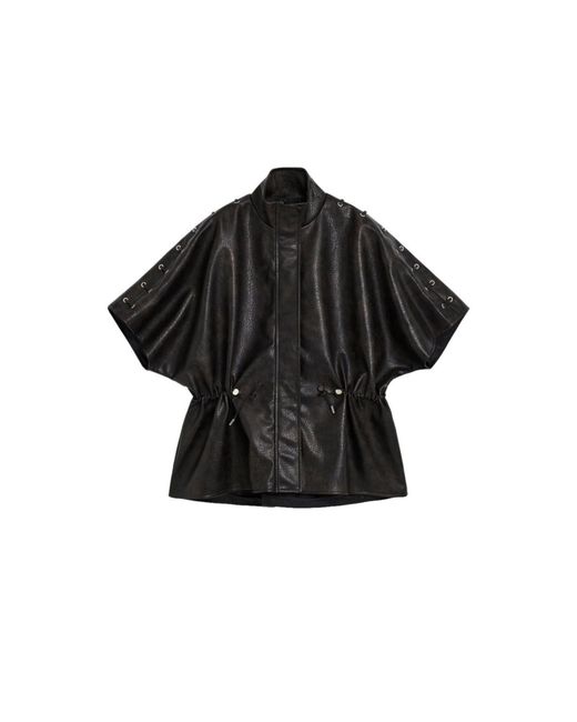 Desigual Black Poncho Leather Effect