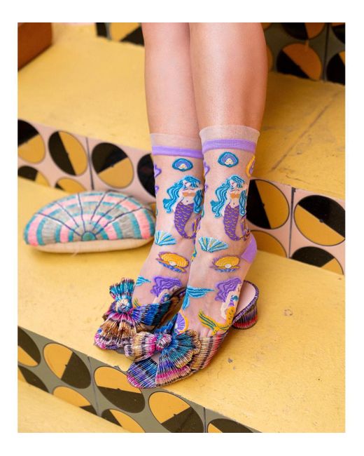 Sock Candy White Whimsical Ruffle Sheer Sock