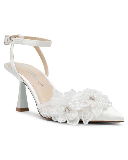 Betsey Johnson White Susie Flower Pointed Toe Pumps