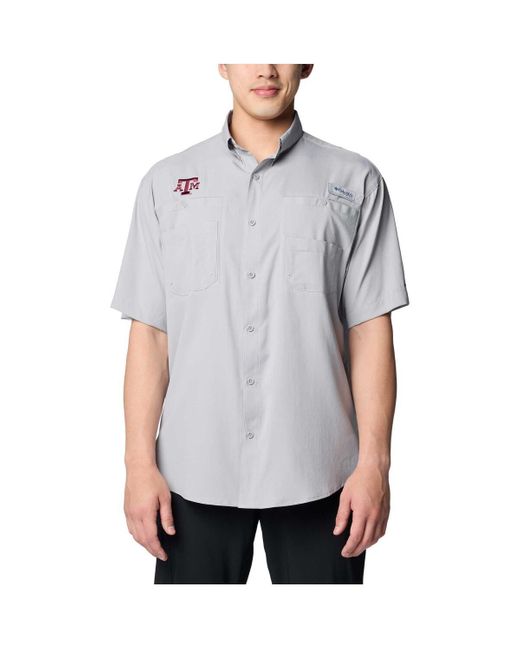 Columbia Gray Texas A&m aggies Pfg Tamiami Omni-shade Button-down Shirt for men