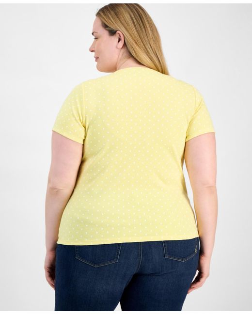 Style & Co. Yellow Plus Size Printed Henley Top