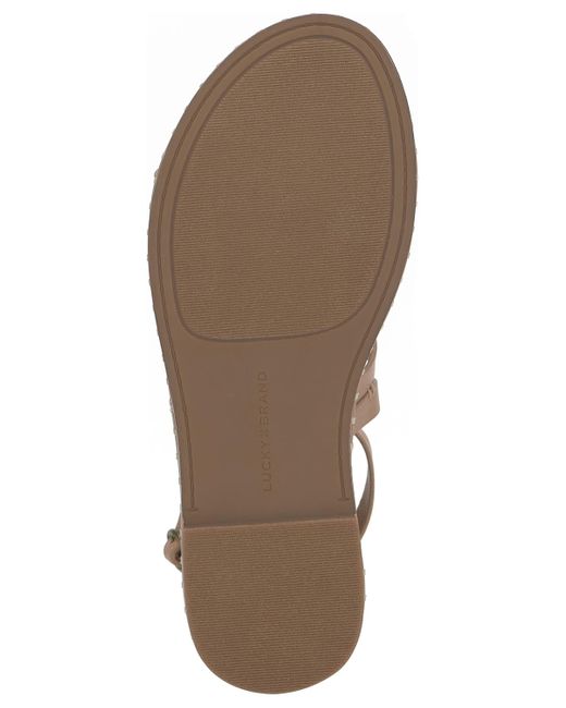 Lucky Brand Brown Korina Embellished Strappy Gladiator Flat Sandals