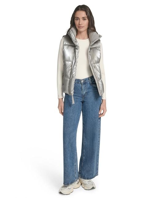 Levi's Gray Regular Stand Collar Puffer Vest Jacket