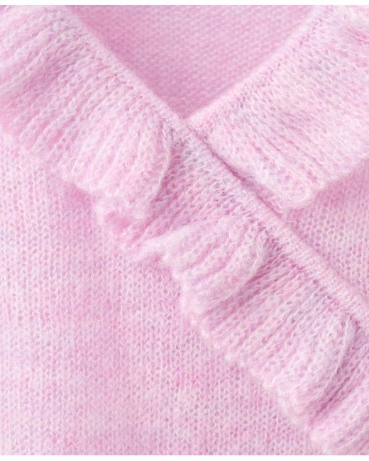 Mango Pink Ruffle Knit Top