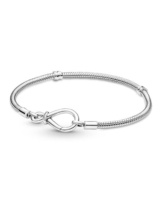 Pandora White Moments Sterling Infinity Knot Snake Chain Bracelet